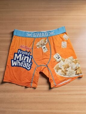 KELLOGGS Frosted Mini-Wheats Orange Boxer Briefs - SWAG Waistband. Size L.